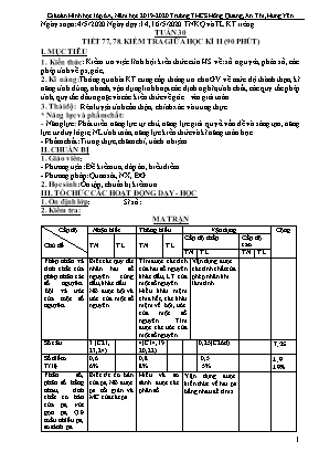 Giáo án Toán Lớp 6 - Tiết 77+78 Kiểm tra giữa học kì II (90 phút) - Năm học 2019-2020 - Trường THCS Hồng Quang